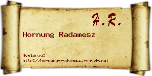 Hornung Radamesz névjegykártya